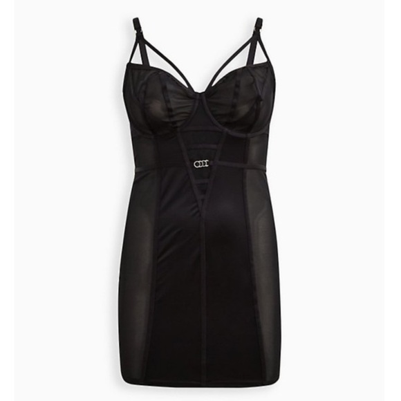 TORRID NWT STRAPPY UNDERWIRE CHEMISE - SATIN BLACK - Picture 4 of 6